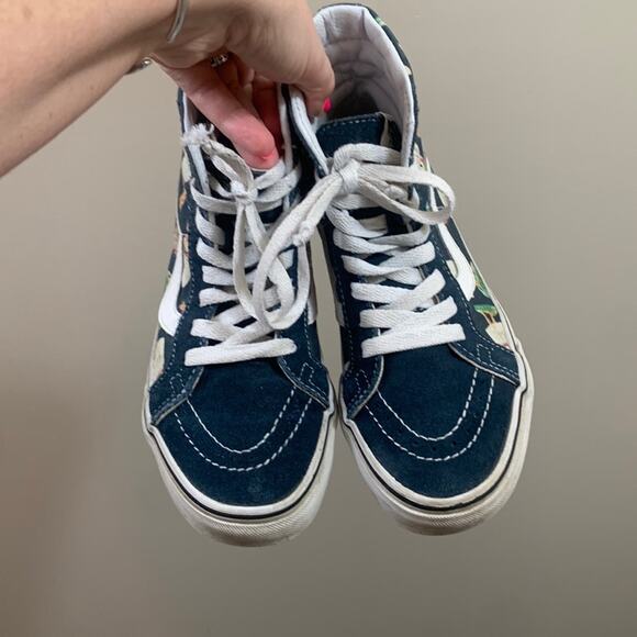 Vans Hawaiian Hulu Doll Navy/White Sk8-Hi Sneakers - Picture 3 of 10